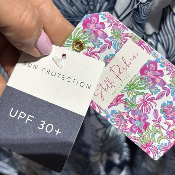 Stella Parker UPF 30+ sun protection,long sleeve tie up side ruching pattern top - Picture 9 of 11